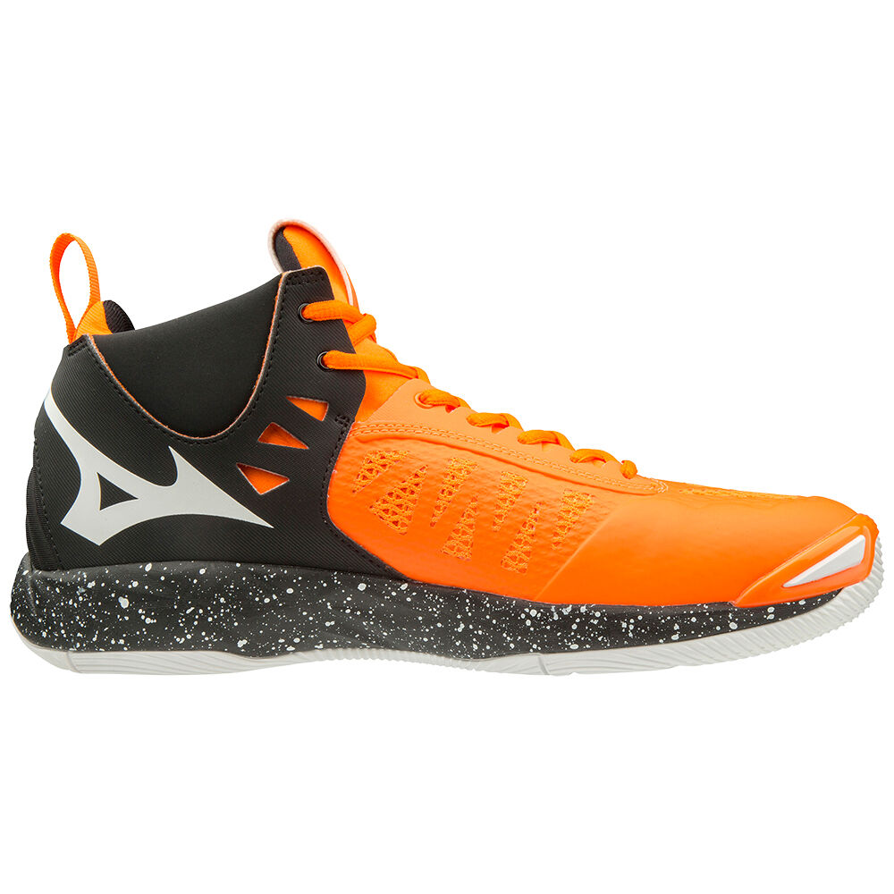 Tenis Para Voleibol Mizuno Hombre En Mexico Mizuno WAVE MOMENTUM MID Naranjas Blancos Negros Mizuno Mexico
